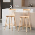 thumbnail image 1 of Dayalane Windsor Bar Stools Set of 2, 26" Farmhouse Wooden Counter Height Barstools with Spindle Back & Footrest, Armless Kitchen Island Stools for Bistro, Pub, Breakfast Bar,Natural, 1 of 9