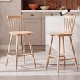 thumbnail image 1 of Dayalane Windsor Bar Stools Set of 2, 26" Farmhouse Wooden Counter Height Barstools with Spindle Back & Footrest, Armless Kitchen Island Stools for Bistro, Pub, Breakfast Bar,Natural, 1 of 7
