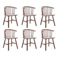 thumbnail image 1 of Dayalane Wooden Spindle Dining Chairs Set of 6, Mid-Century Modern Farmhouse Kitchen Chairs with Curved Backrest, Windsor Chairs for Living Room Kitchen Dining Room, Walnut, 1 of 9