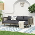 thumbnail image 1 of Daybed 3 Seater, Outdoor Daybed, Patio Daybed with Acacia Wood Frame and Slat Paneling, Water-Resistant Cushions, Backyard Sunroom Lounge Furniture, Grey Wood, 1 of 11