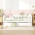 thumbnail image 1 of Daybed Bed Frame Platform Bed with Two Drawers Modern Wooden Bed with Fence Guardrails and Slat Support Leg for Dorm, Bedroom, Guest Room (Full), 1 of 9