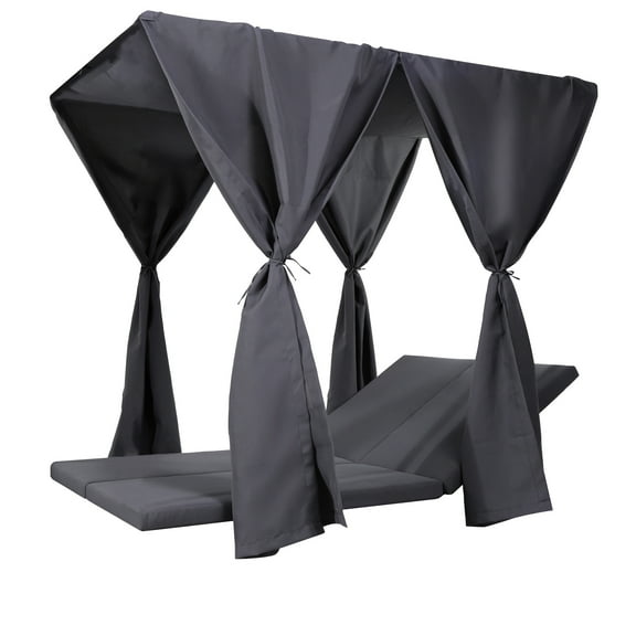 Daybed Cushion And Curtains - Dark Grey Water-repellent Fabric Daybed Sheets 76.74 In X 50.61 2.76 18.04 Lb 48.75 27.25 11.5 Package 30.95 Waterproof 76.74in Depth 50.61in Width 2.76in Height