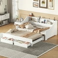thumbnail image 1 of Twin/King Size Solid Wood Storage Bed Frame with Charging Design and White Color, 1 of 20