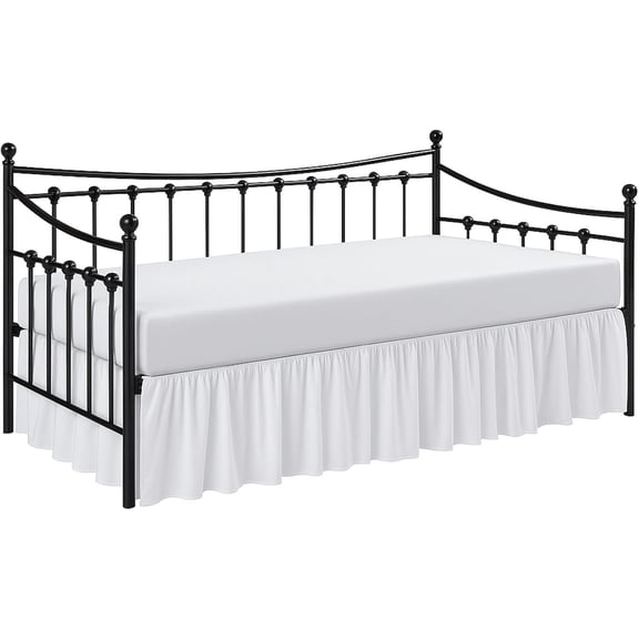 Daybed Skirt with Split Corners Twin Size Gather Dust Ruffle Bedskirt 14 Inch Drop, Premium Hotel Quality Brushed Microfiber, Classic Platform Fit, White