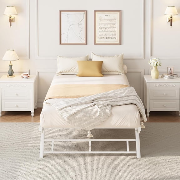 Daybed Stand Up Trundle Bed Frame, Pop Up Metal Slats Support, Lockable Casters, Space-Saving Pull-Out Guest Bed, No Box Spring Needed,White