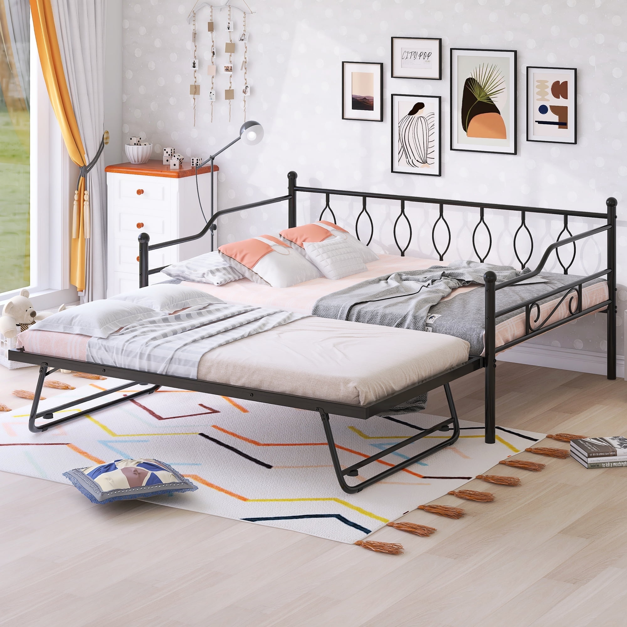 Metal Frame Trundle Bed