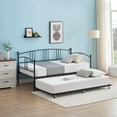 thumbnail image 1 of Daybed with Trundle, Sturdy Metal Day Bed with Steel Slat Support, Trundle Bed Twin with Arched Headboard, SofaBed for Living Room, Bedroom and Guest Room, Black, 1 of 7