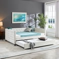 thumbnail image 1 of Daybed with Trundle, Upgraded Velvet Upholstered Twin Size Day Bed Button-Tufted Sofa Daybed Frame with A Trundle, No Box Spring Needed (Beige, Full) 00004, 1 of 1
