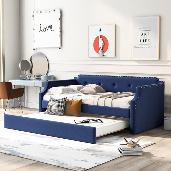 Daybed with Trundle, Arched Back Design - Cozy for Overnight Stays