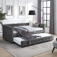 thumbnail image 1 of Muumblus Pull Out Couch for Small Spaces, Grey Linen Upholstered, 1 of 8