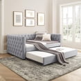 thumbnail image 1 of Muumblus Pull Out Couch for Small Spaces, Light Grey Linen Upholstered, 1 of 8
