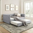 thumbnail image 1 of Daybed with Trundle, Muumblus Modren Upholstered Adult Pull Out Sofa Bed for Bedroom & Living Room, Full Size Frame, Ligth Grey Upgraded Velvet, 1 of 8