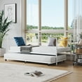 thumbnail image 1 of Daybed with Trundle, Twin Daybed Frame, Sturdy Metal Sofa Bed Frame with Steel Slat Support for Living Room, Bedroom and Guest Room, White, 1 of 9
