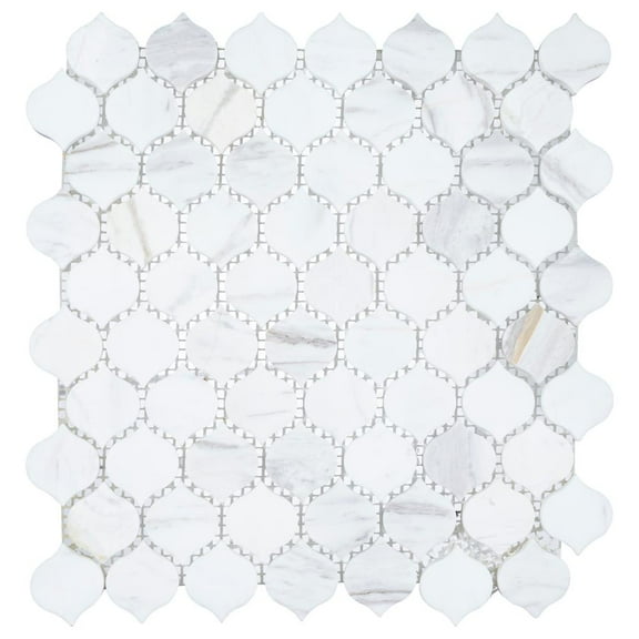 Dayberry Fog Gray 1.5-in. Marble Arabesque Polished Natural Stone Mosaic Wall & Floor Tile