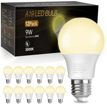 DAYBETTER A19 LED Light Bulbs, 60W Equivalent,3000K Soft White, 9W 800 Lumens,12 Pack