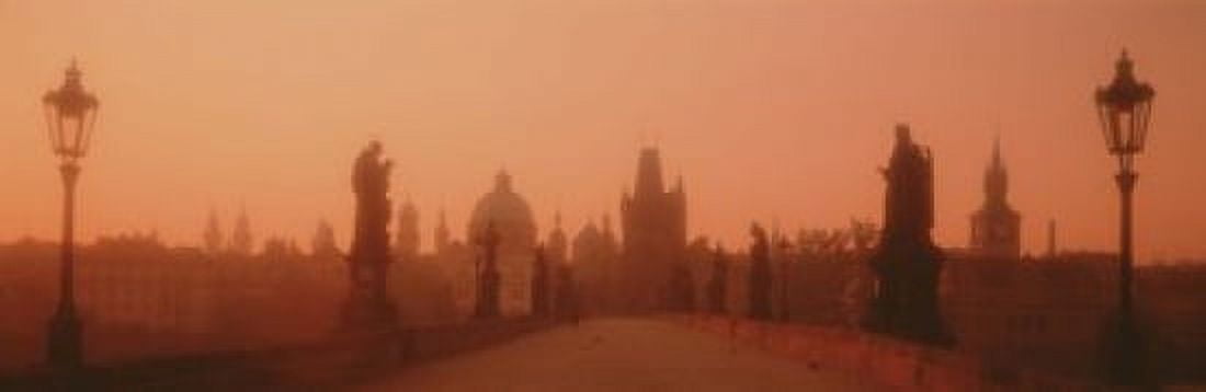 Daybreak Karluvmost Praha Czech Republic Canvas Art - Panoramic Images (18 x 6)