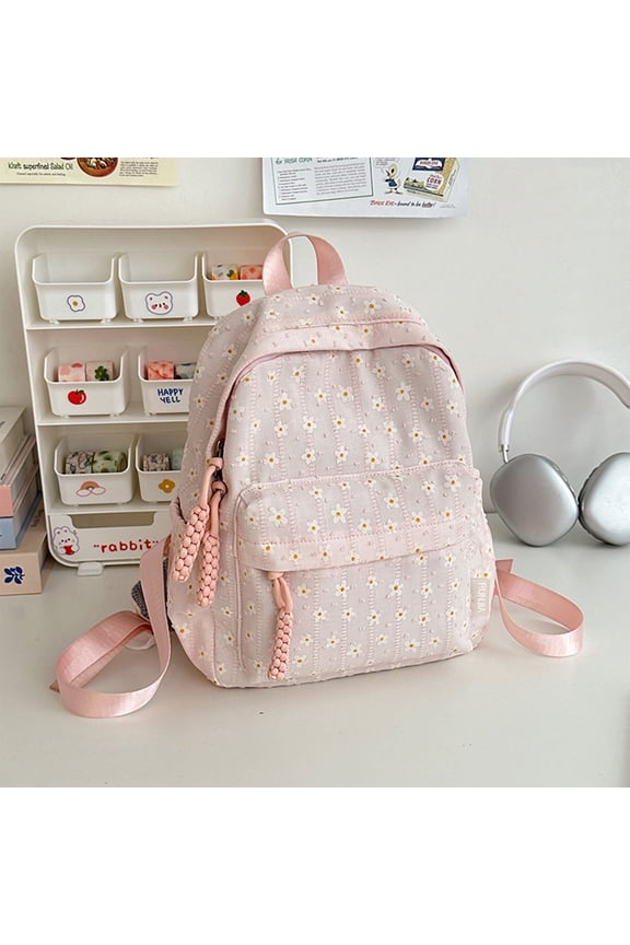 Daycare Backpack with Flower Personalized Floral Backpack with Embroidered Name - 12 Inch Backpack with Multiple Pockets - Pink Daisy Flower Backpacks - Custom Gifts for Birthday,Pink