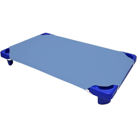 Daycare Cot Sheets -Kids Cot Sheet for Stackable Cots for Preschool - Cotton - Corner Elastic Loops - Cot Bed Fitted Sheet 1000 TC Pre-School Cot Sheet Pack Of 6 (23"X52", Medium Blue)