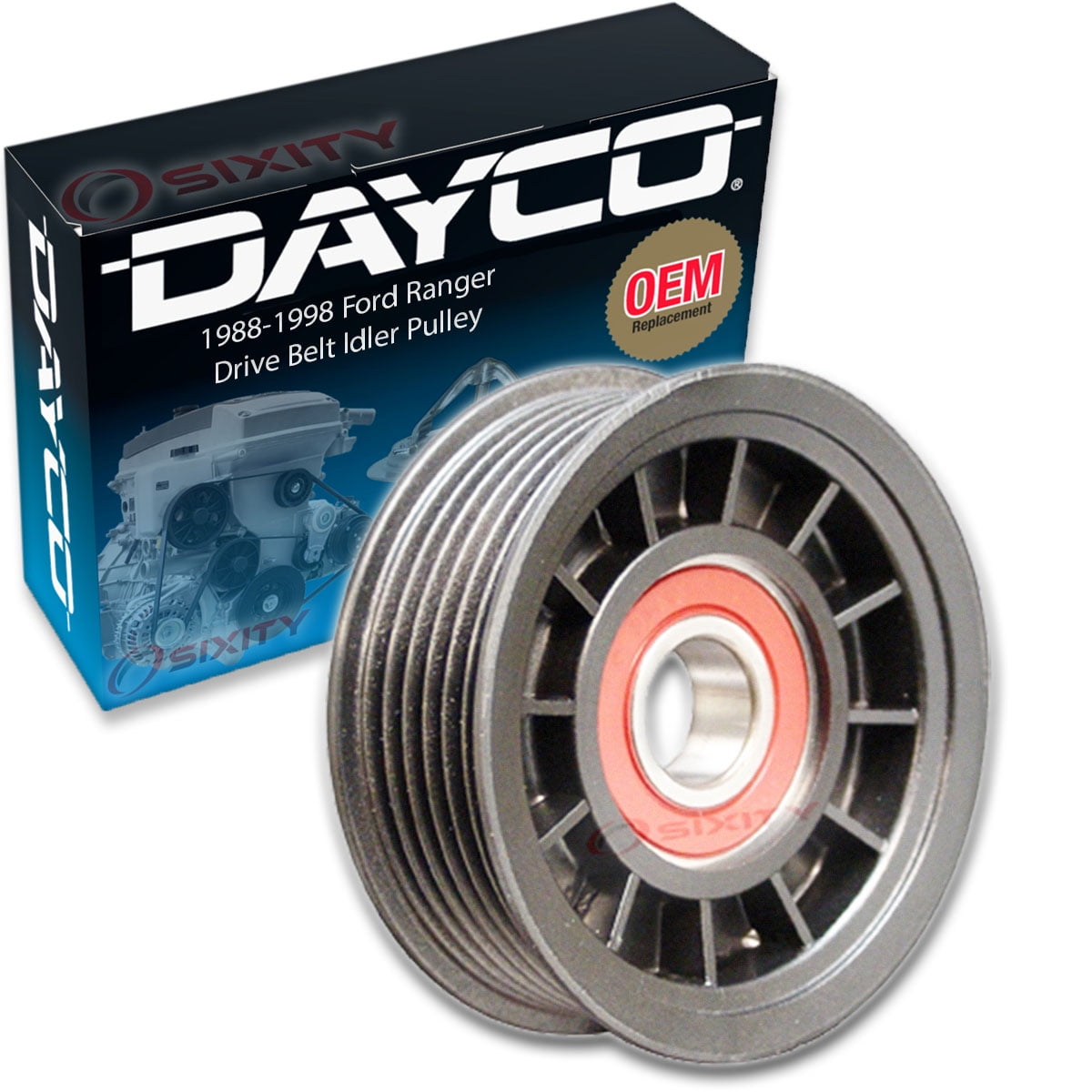 Dayco Drive Belt Idler Pulley compatible with Ford Ranger 2.3L 2.5L L4 ...