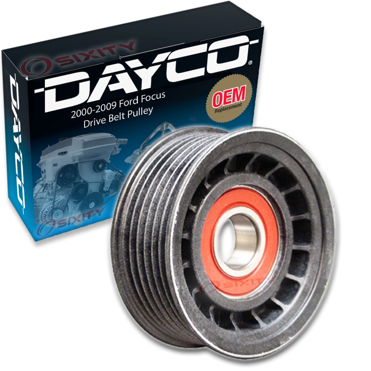 Dayco Drive Belt Tensioner Pulley compatible with Ford Focus 2.0L 2.3L L4 2000 2009