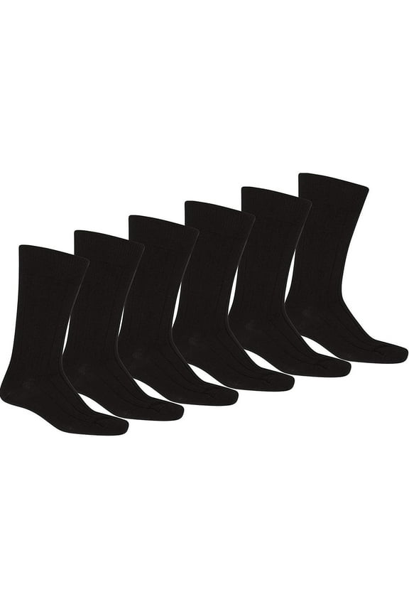 Mens Black Dress Socks Pack of 12 Crew Length All Sizes Wholesale