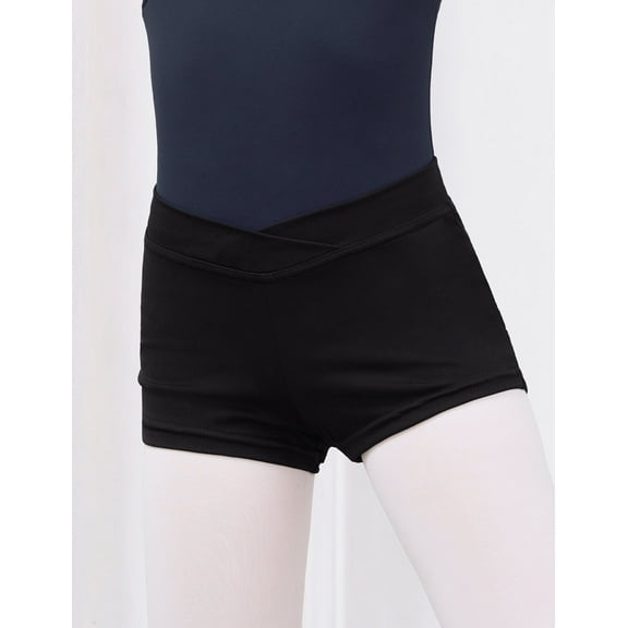 Daydance Athletic Dance Shorts for Girls V Cross Waist Short Leggings