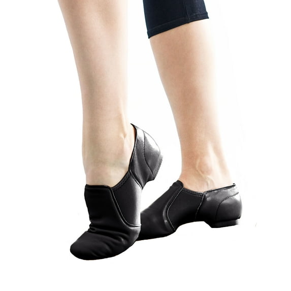 Daydance Black Jazz Dance Shoes Leather Slip on Women