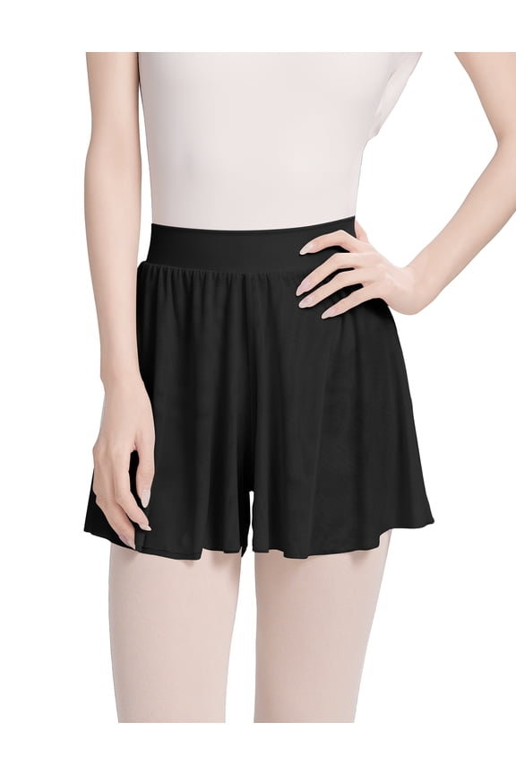 Black Skirted Ballet Dance Shorts for Women