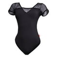thumbnail image 1 of Daydance Black Women Dance Leotards Cap Sleeve Ballet Attire Tops for Ballerina, A Size up, 1 of 4
