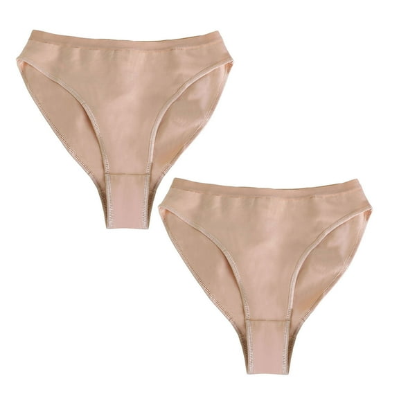 Daydance Cotton Women's Gymnastic Underwear Tan Dance Briefs for Ballet 2 Packs, a Size up