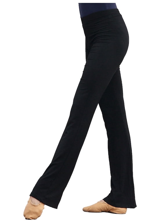Women's Cotton Stretchy Flare-Leg Leggings Activewear, Black