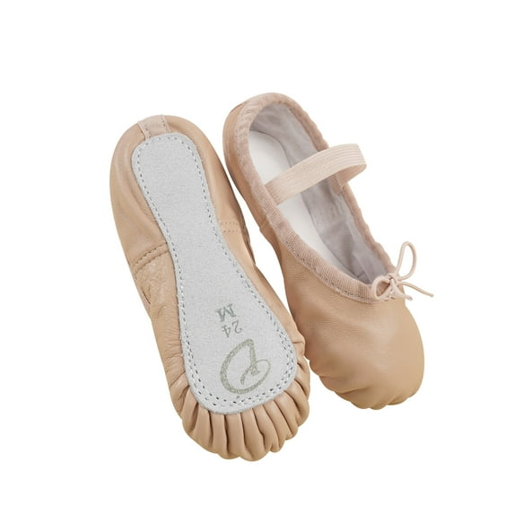 Daydance Genuine Leather Ballet Shoes Full Sole Dance Slippers Flats For Toddler, Girls, Kids