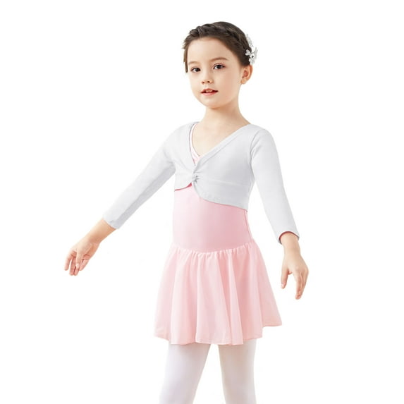 Daydance Girl's Dance Crop Tops Ballet Wrap Shrug Tops Long Sleeve