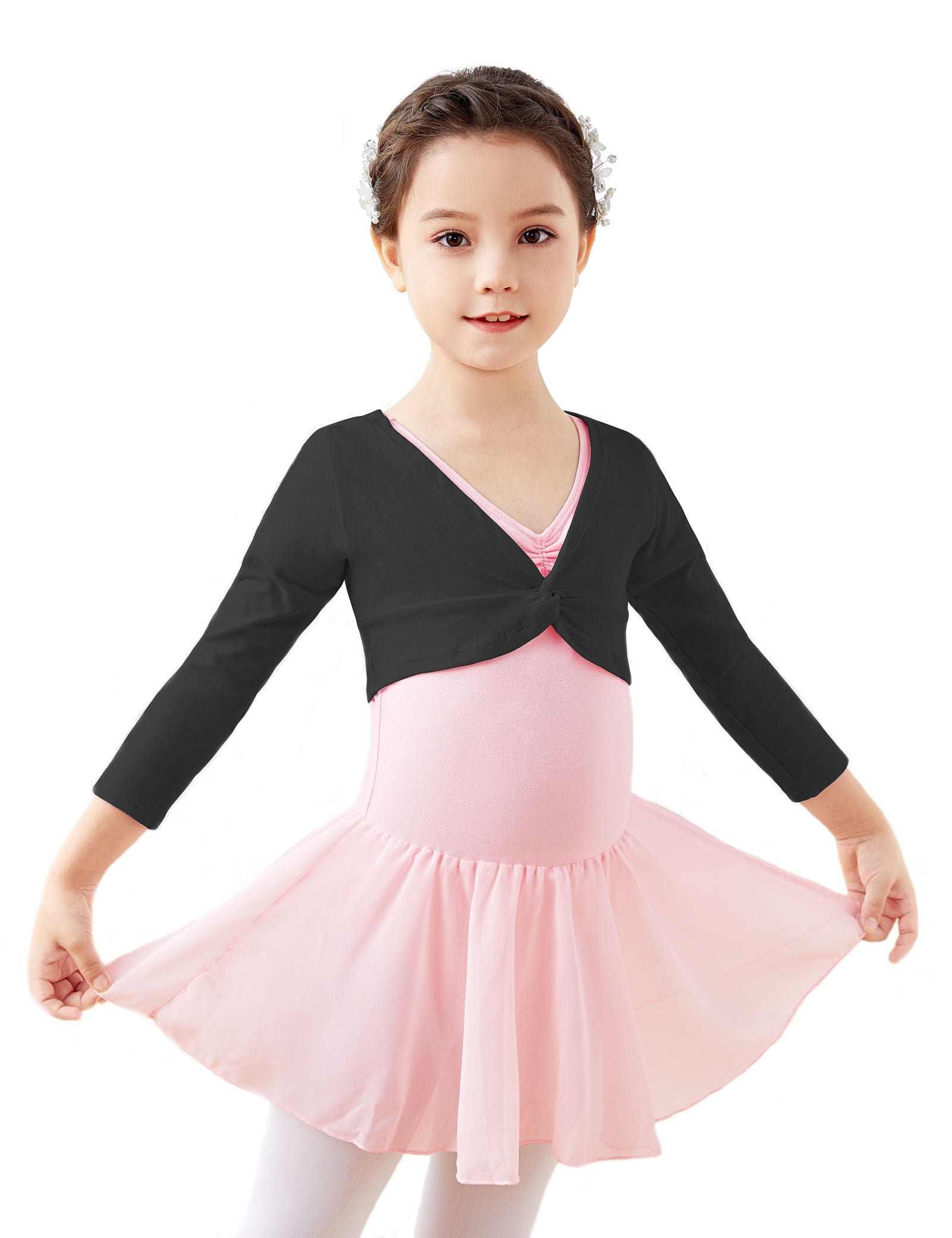 Daydance Girl's Kids Ballet Wrap Dance Tops Long Sleeves