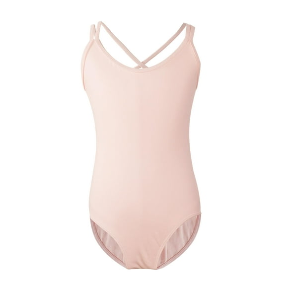 Daydance Girls Leotards Basic Camisole Ballet Dance Leotards Criss Cross Back Gymnastic Bodysuit Pink