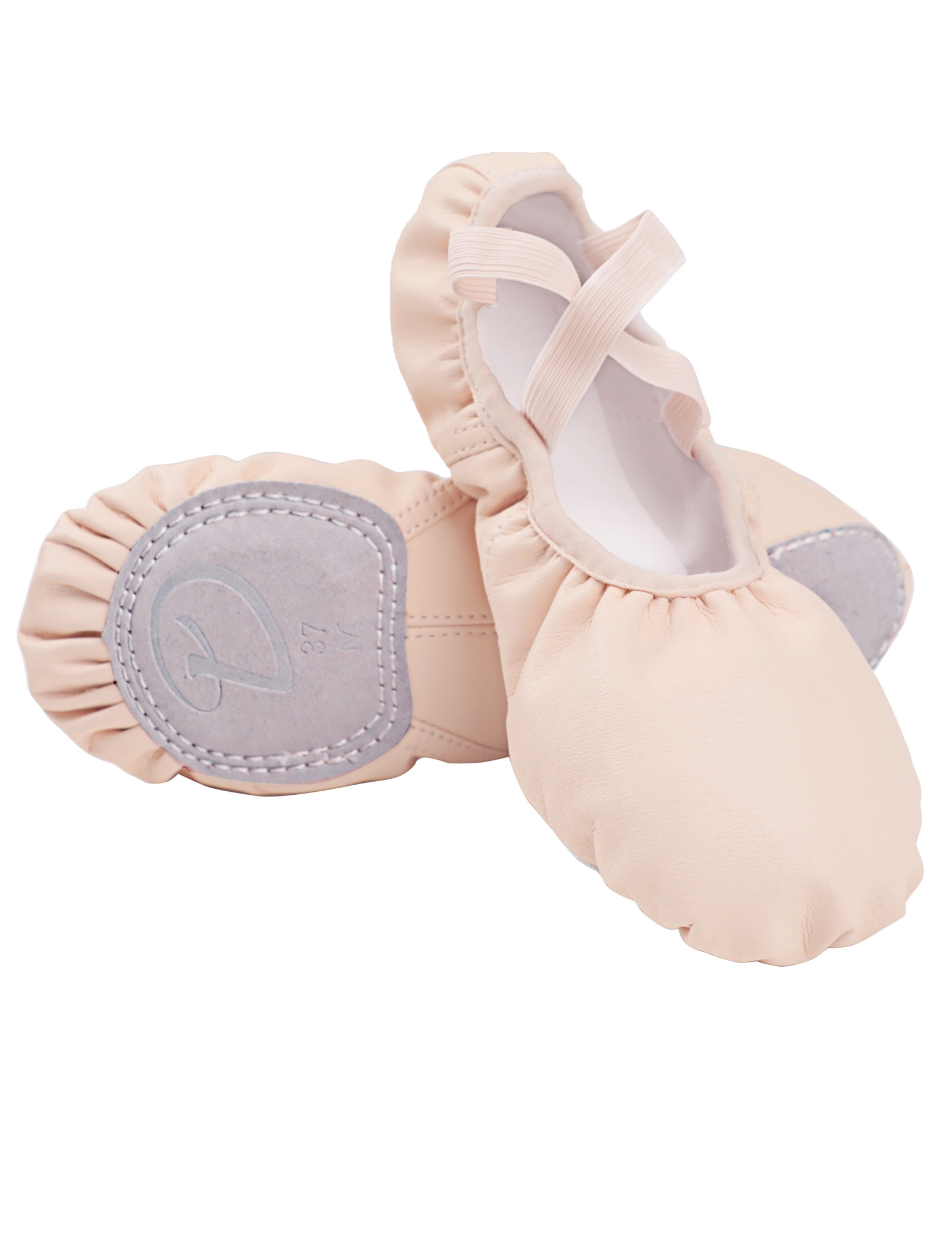 Daydance Leather Pink Dance Shoes Girls Split Sole Ballet Slippers