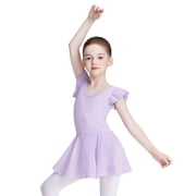 Daydance Ruffle Sleeve Ballet Leotard with Chiffon Skirt Dance Dress for Girls
