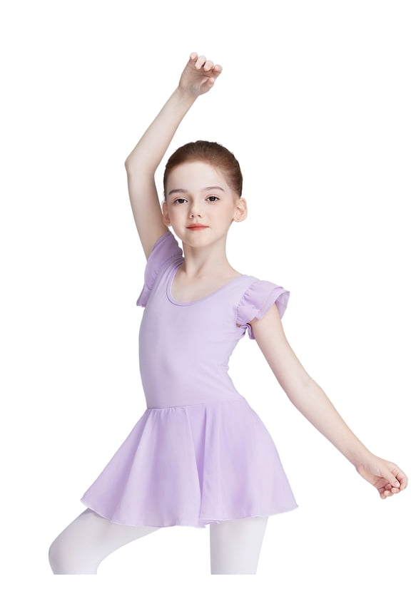 Toddler Girls Ballet Tutu Skirt Ruffle Sleeve Dance Dress Dancewear