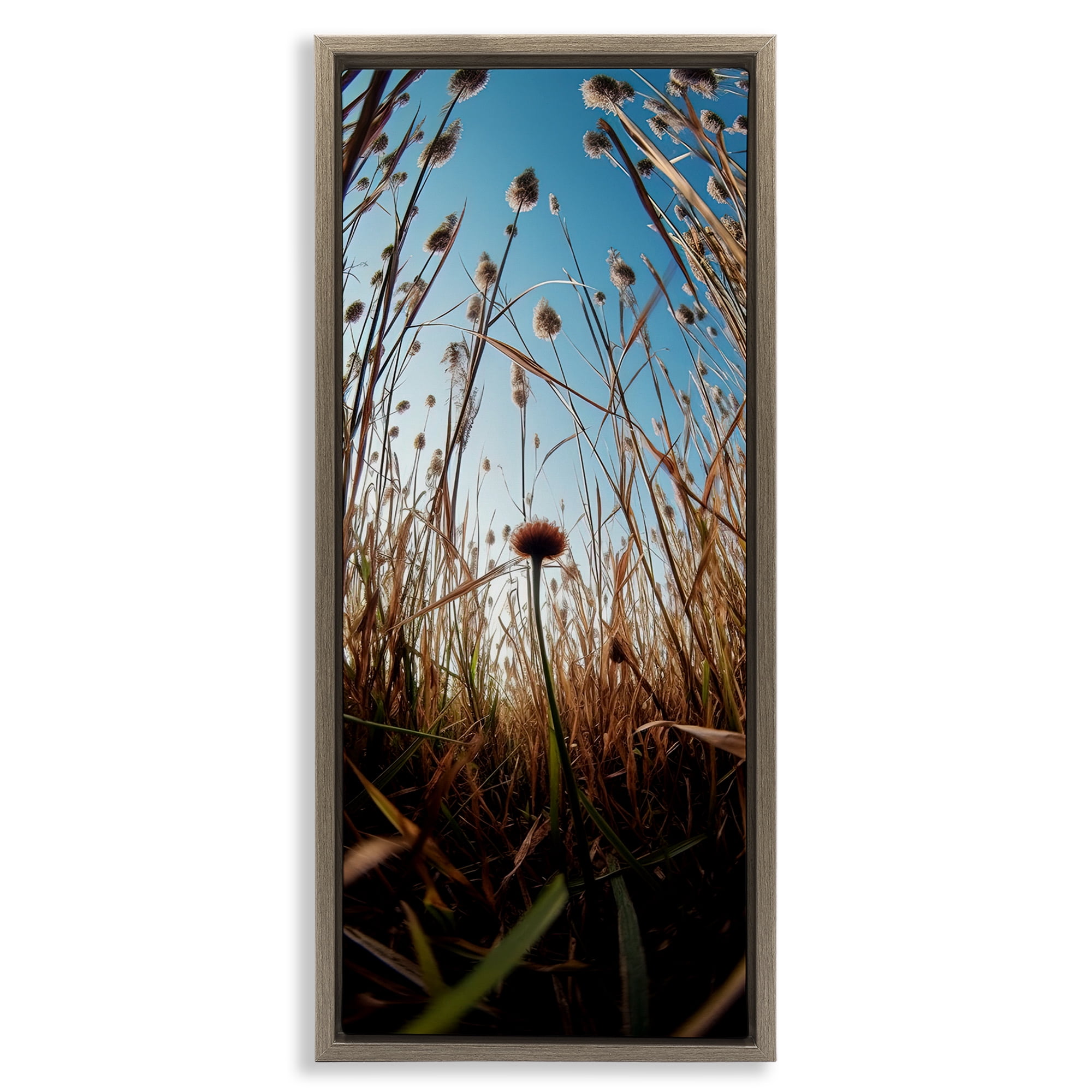 Daydream Botanical Meadow Brown Framed Floater Canvas Wall Art, design by Decent Exposures
