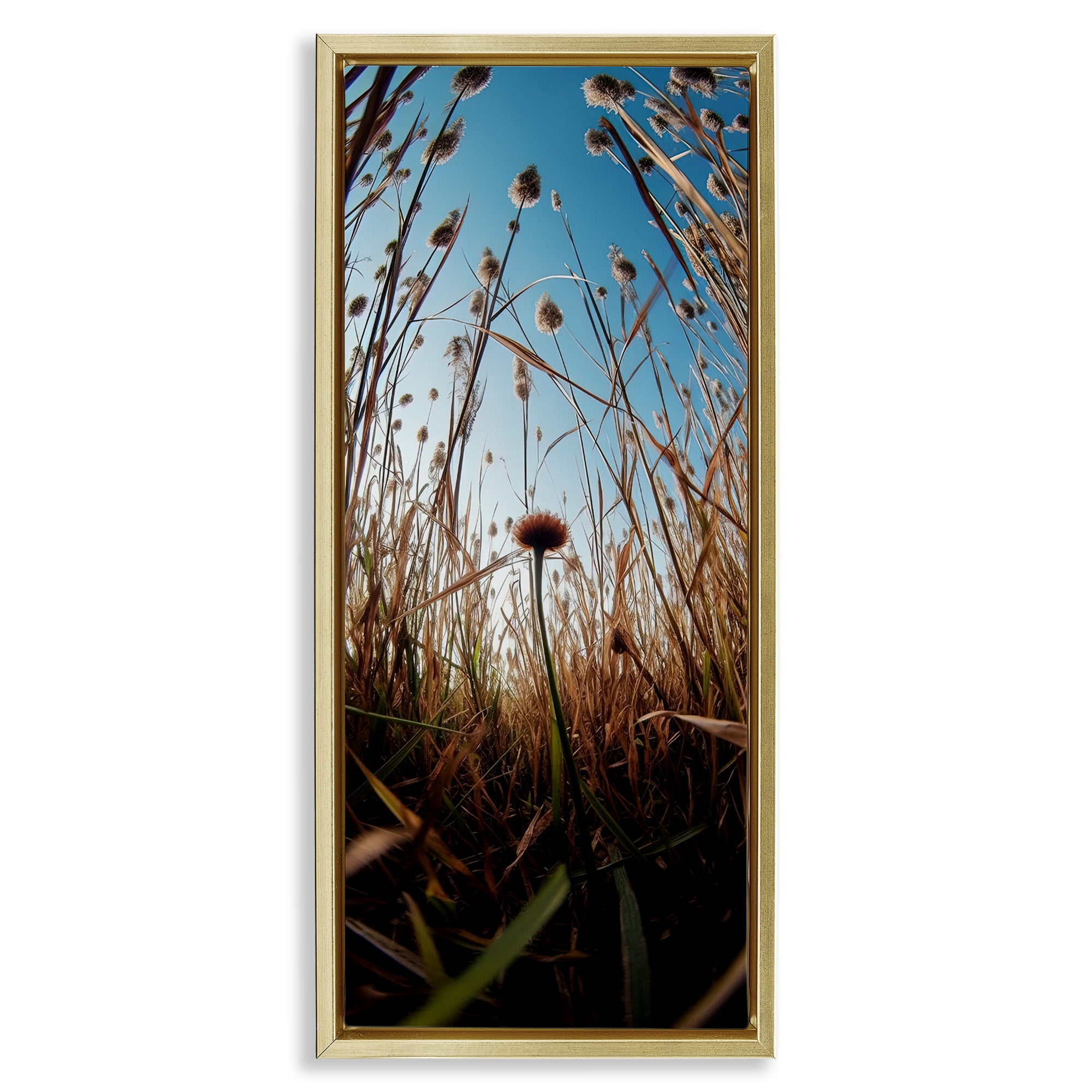 Daydream Botanical Meadow Gold Framed Floater Canvas Wall Art, design by Decent Exposures