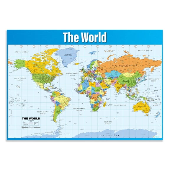 World Map Poster - Extra Large - 33" x 23.5" - Laminated - Premium Wall Map