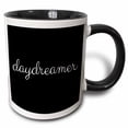 thumbnail image 1 of 3drose, Daydreamer Written in Cursive in White Lettering on Black Background., 11oz Two-tone Black Mug, 1 of 6