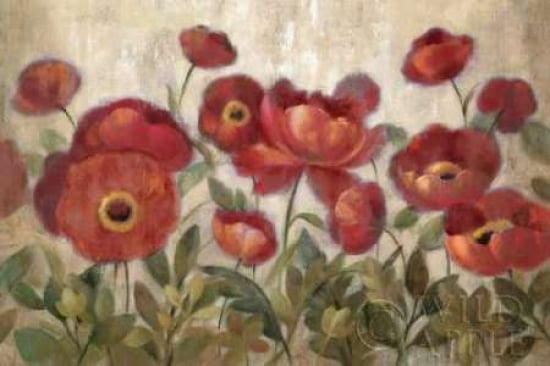 Daydreaming Flowers Red Canvas Art - Silvia Vassileva (12 x 18)