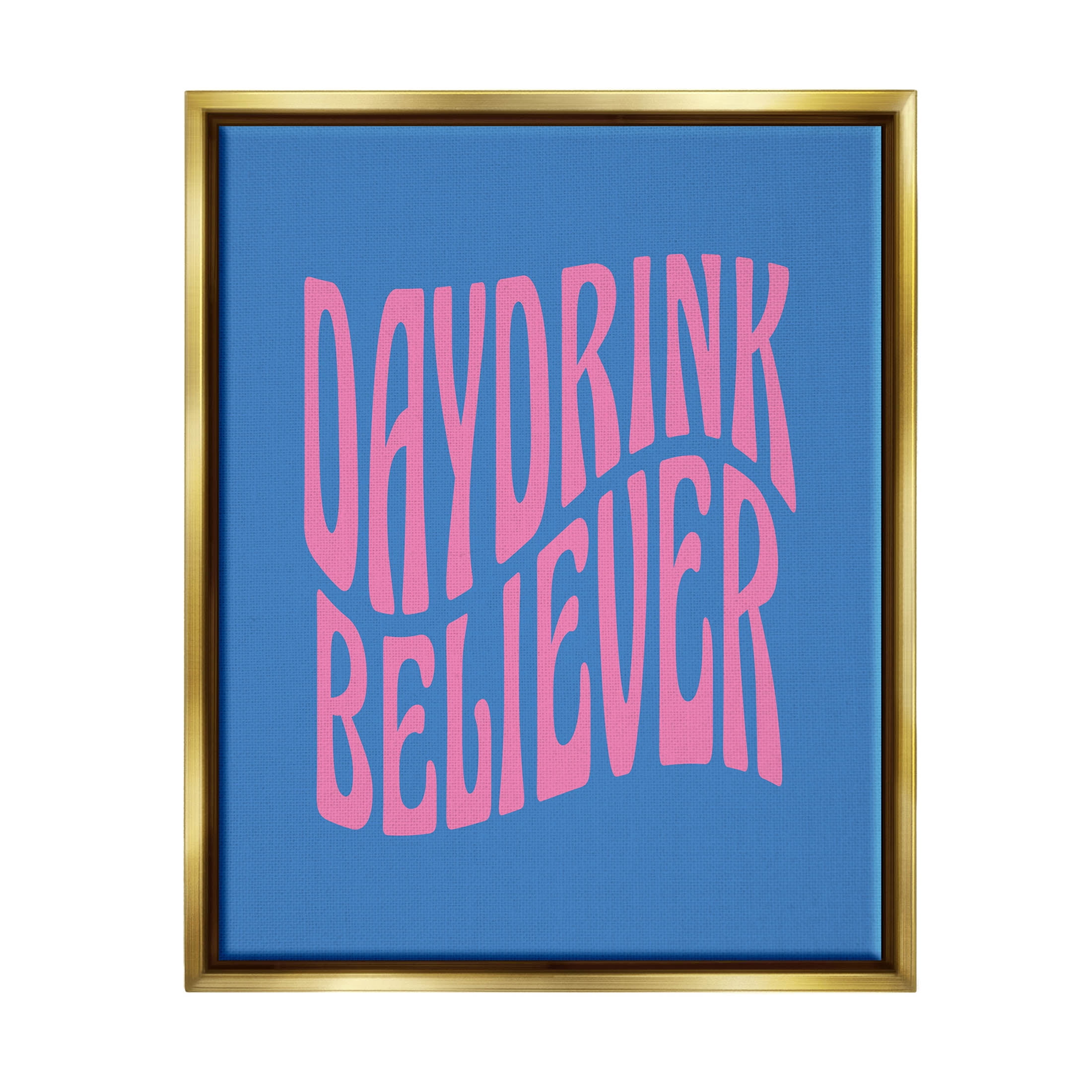 Daydrink Believer Bold Summer Phrase Typography Graphic Art Metallic Gold Framed Art Print Wall Art