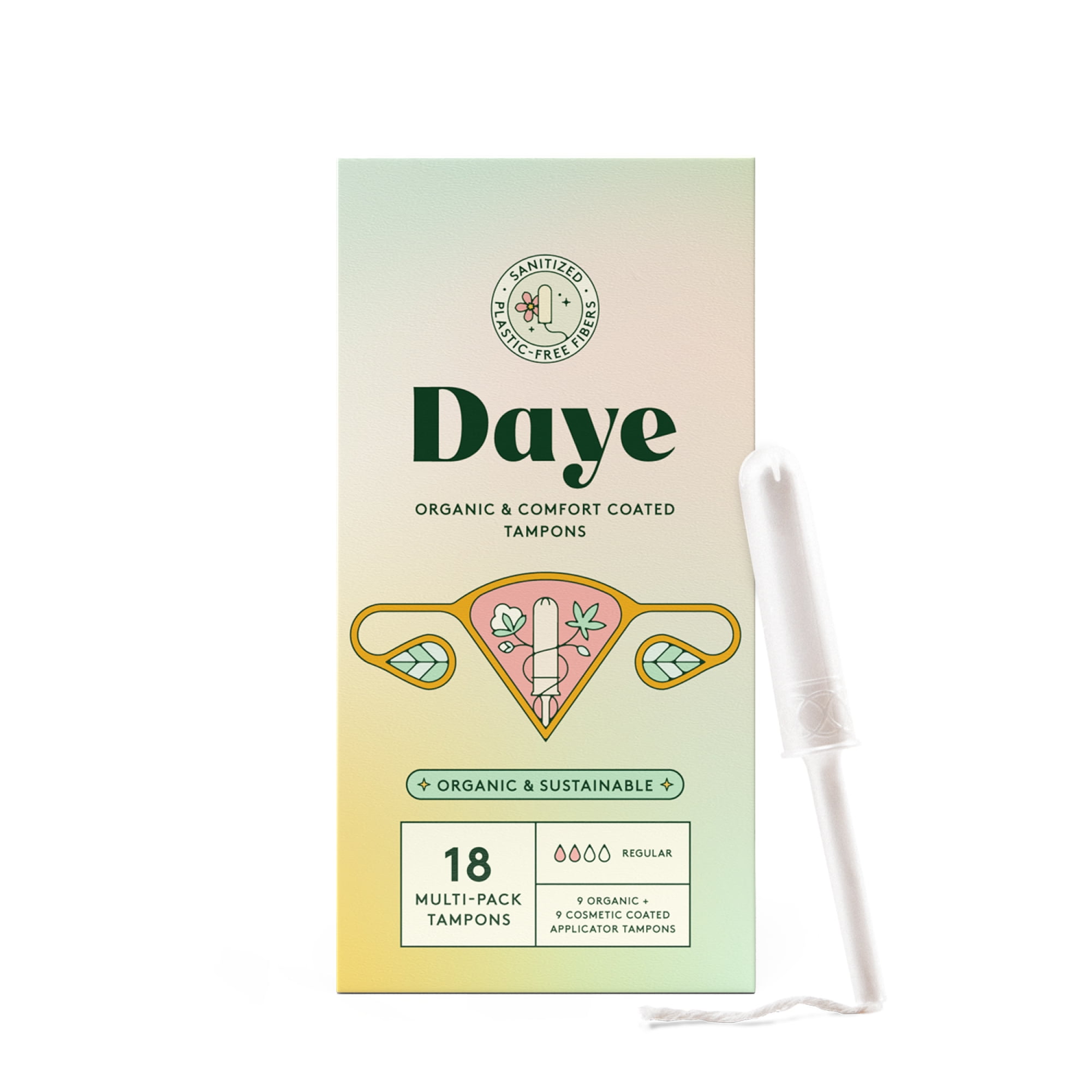 Daye Mixed Pack Tampons with Sugarcane Applicator, NoShed Sleeve