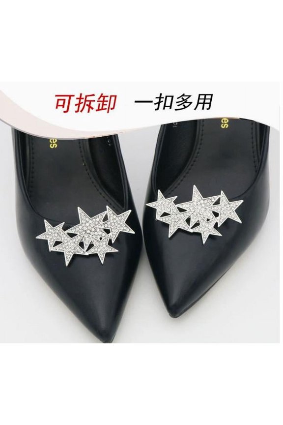 Shining Star Shoe Clips Silver Alloy Rhinestone 1 Pair