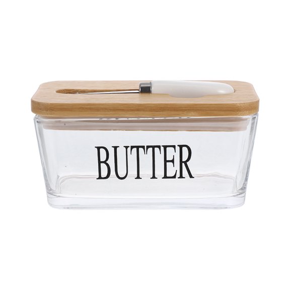 WEUVEB Orange Glass Butter Dish with Lid, Airtight Seal, Holder, Kitchen Storage Set, 1 Piece