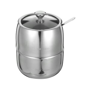 WEUVEB Stainless Steel Kitchen Spice Jar Set with Lids and Spoons, Condiment Storage Containers for Home Cooking