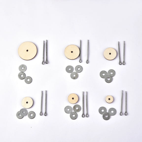 WEUVEB Beige Bear Wooden and Metal Rotatable Craft Figures 10-Piece Set for Projects
