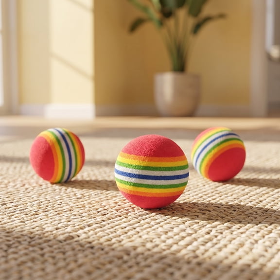 Dayesque 10pcs Rainbow Cat Toy Ball EVA Foam Interactive Balls Colorful Rainbow Toys Balls for Kittens and Small Dogs Indoor Play and Exercise